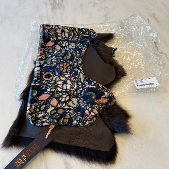 NWT Karl Donoghue shearling and velvet scarf - Picture 8 of 10